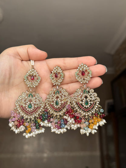 Kubra - Earrings tikka set | 16 colours available