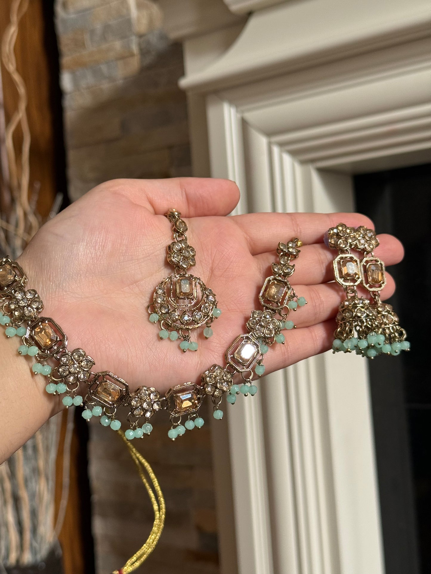 WAFA - Necklace set with jhumke and tikka | available in 10 colours