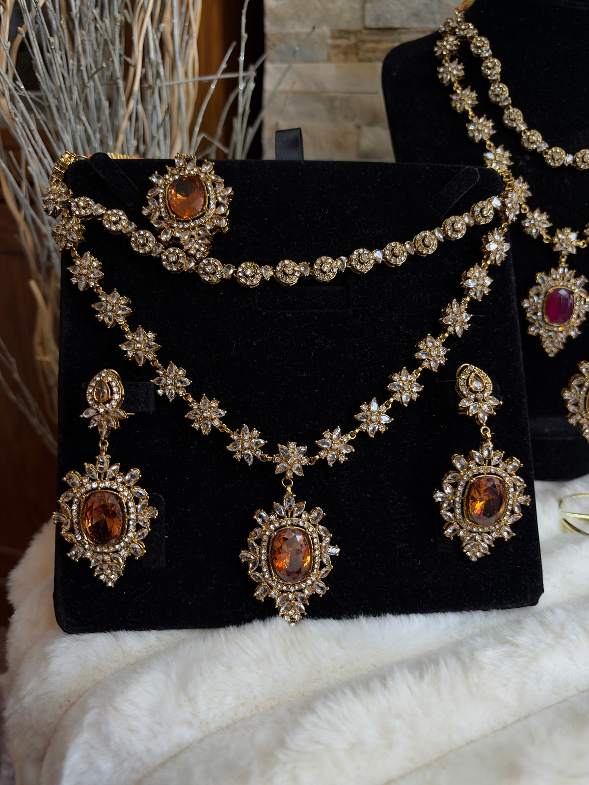 RIYA - Double layered Necklace set with earrings and tikka | 10 colours available