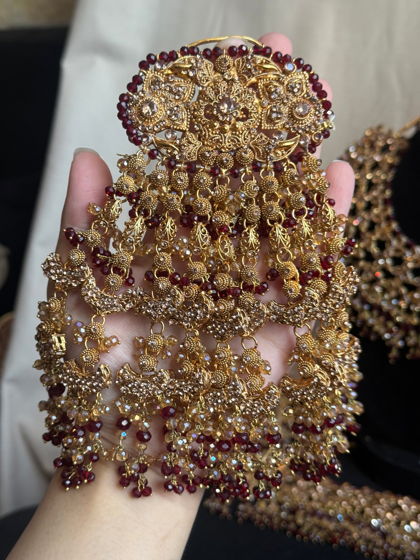 Haneen - Heavy Bridal includes: Necklace, Choker, Oversized Jhumar, Jhumke and tikka