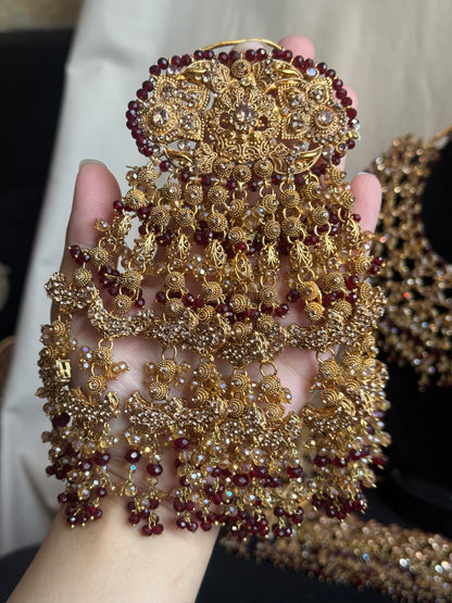 Haneen - Heavy Bridal includes: Necklace, Choker, Oversized Jhumar, Jhumke and tikka