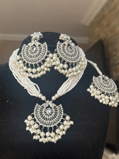 ANSHA - Necklace set with Earrings & Tikka | available in 10 colours