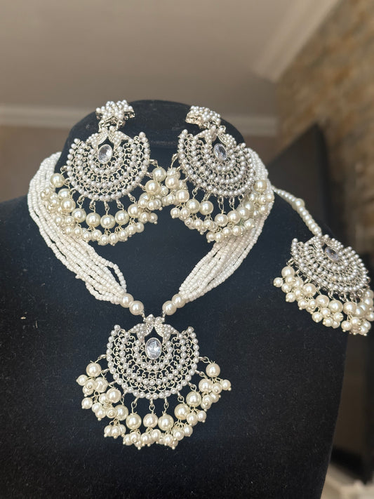 ANSHA - Necklace set with Earrings & Tikka | available in 10 colours