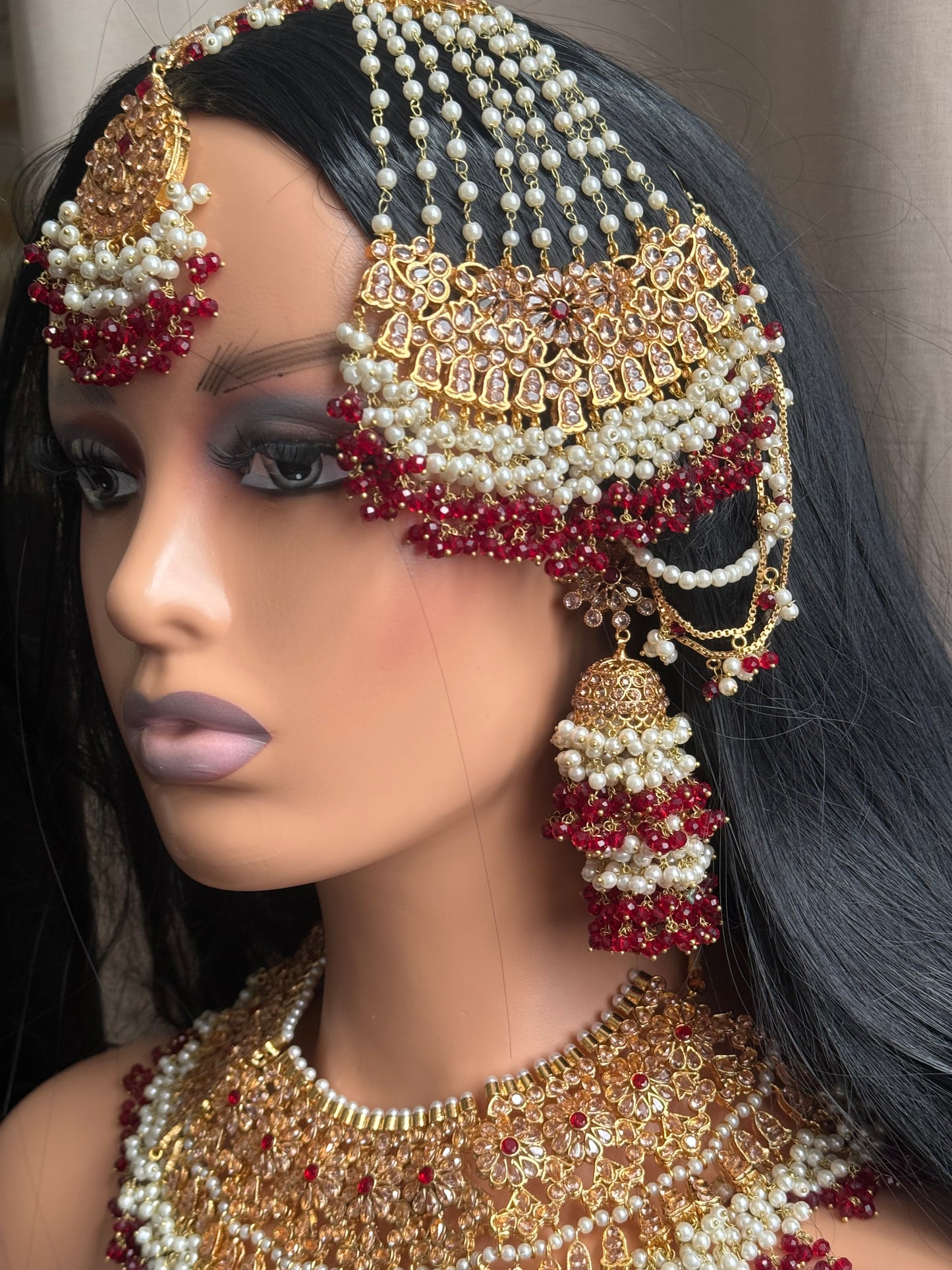 Naina - Heavy bridal set | Necklace with jhumar, jhumke and tikka