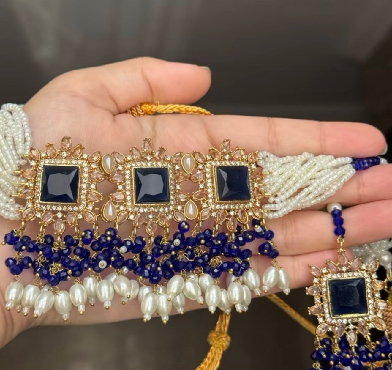 SALINAA - Choker set with Jhumke & Tikka | available in 14 colours