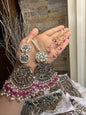 MISHA - double sided Sahara earrings with Tikka | Kundan earrings and tikka set | available in 19 colours