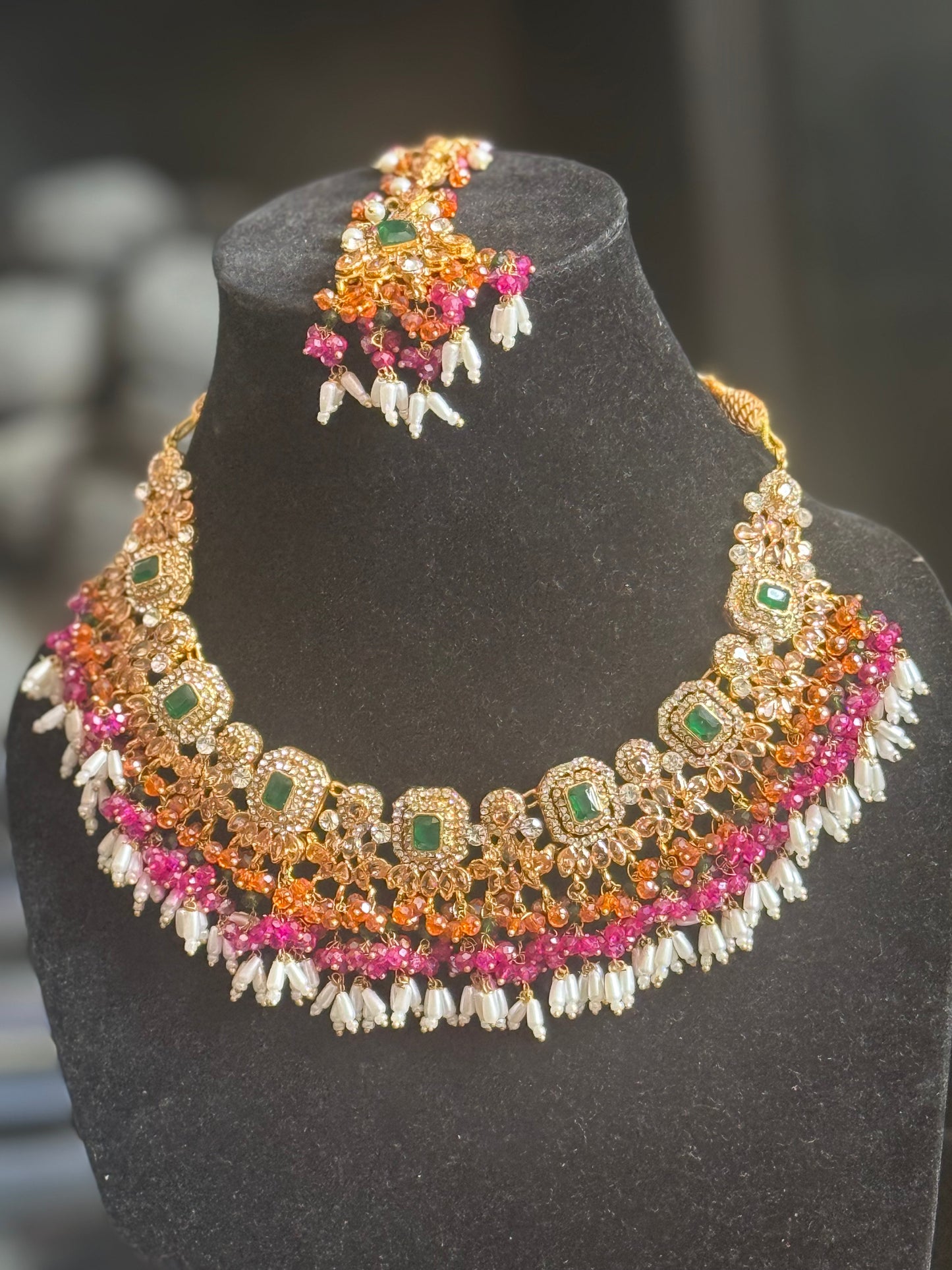 Khushi - Necklace set with sahara jhumke and tikka