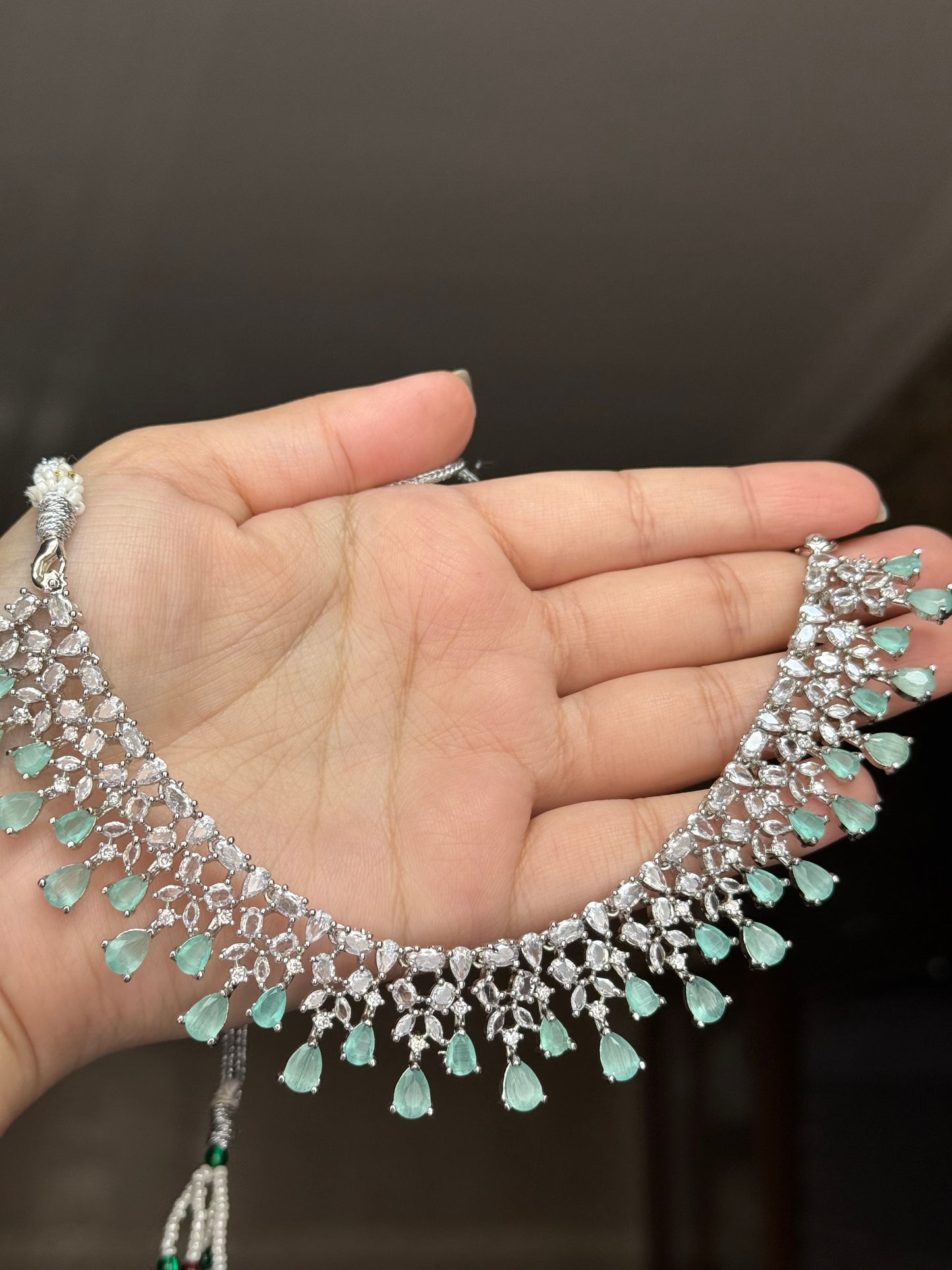 Hira - AD necklace with earrings available in 7 colours