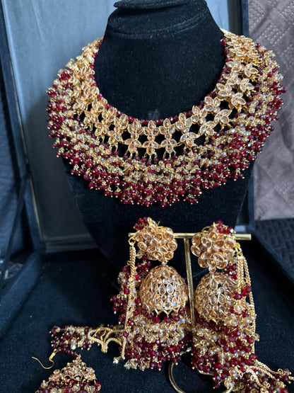 USHNA - Bridal set | includes necklace, jhumar, jhumke, tikka & nose ring